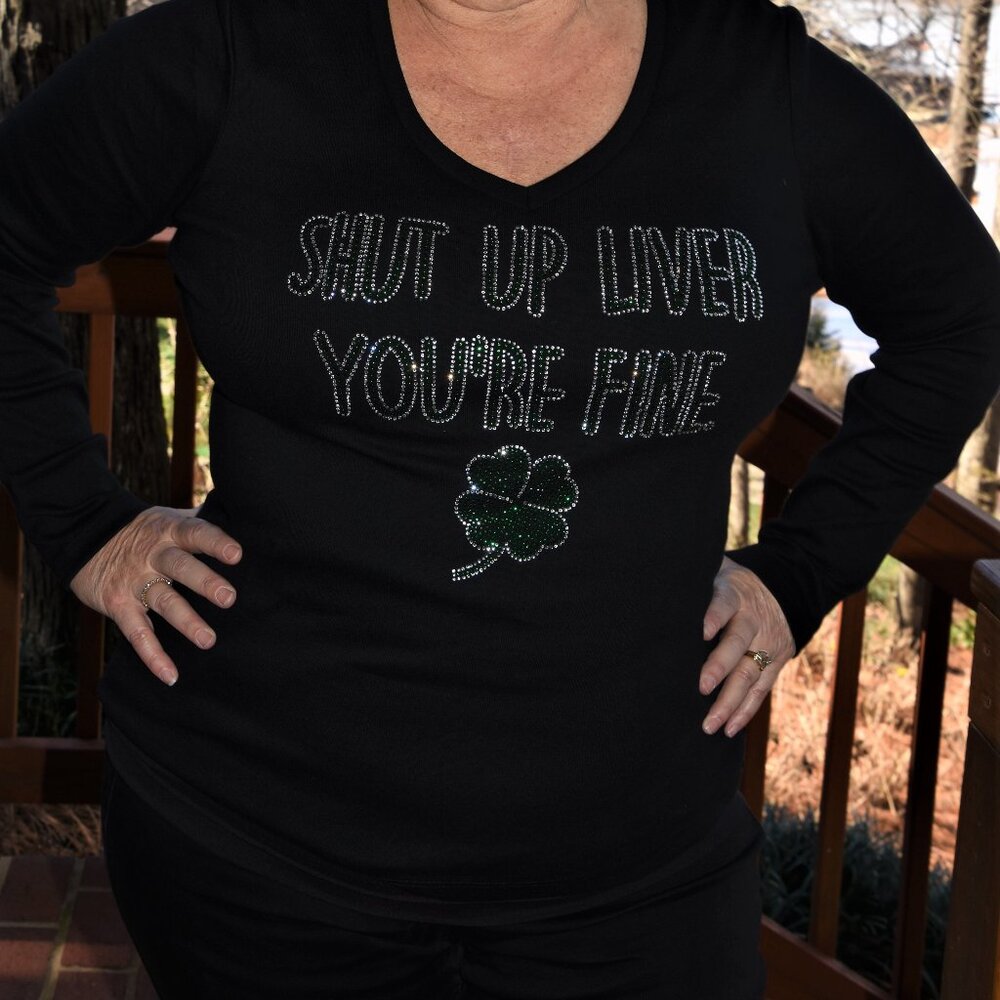 St. Patrick's rhinestone VN black long sleeve shirt XS S M L XL XXL 1X 2X 3…